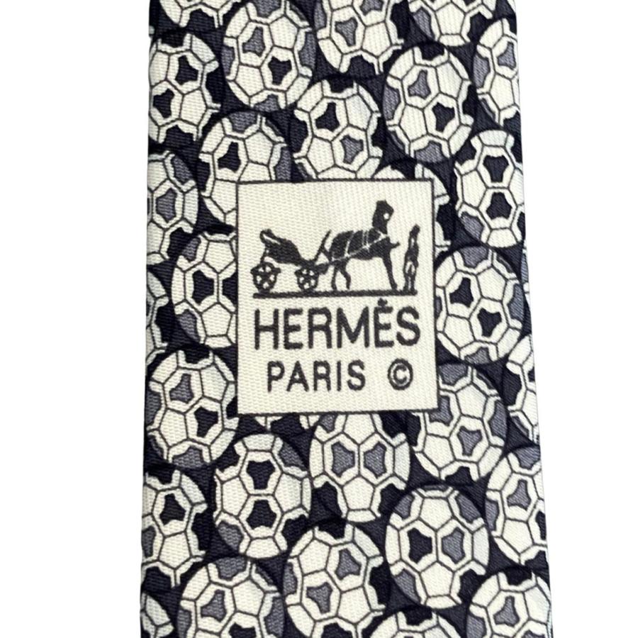 美品 エルメス ネクタイ シルク100% サッカーボール柄 メンズ HERMES