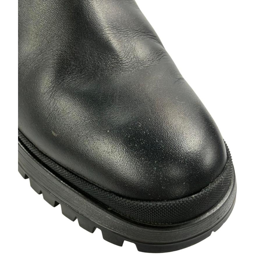 新品　未使用　PRADA ブラック サイドゴアブーツ　7 1/2 レザー　本革 23AW】PRADA ロゴ Chelsea レザー サイドゴア ブーツ (PRADA