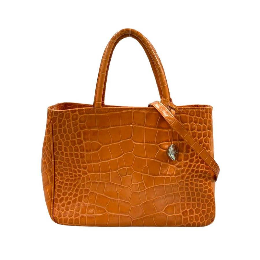 未使用級　FURLA　フルラ　クロコ型押し　２way　ハンドバッグ 楽天市場】【中古】FURLA(フルラ) クロコ型押し 2WAYトート