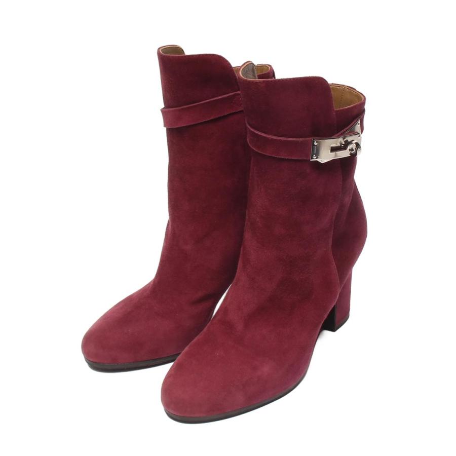 エルメス ショートブーツ サンジェルマン ケリー金具 スエード