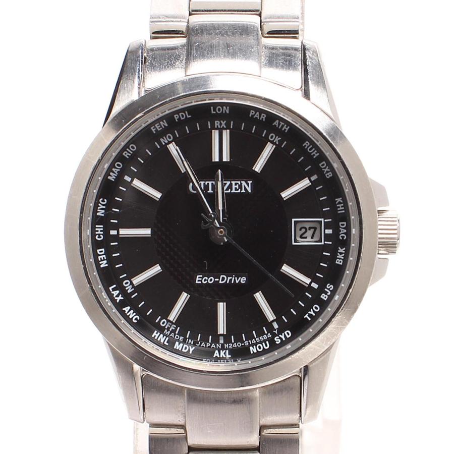 ✨CITIZEN✨シチズン✨Eco-Drive✨デイト✨ブラック文字盤✨腕時計✨ シチズン 腕時計 デイト ECO-DRIVE ソーラー ブラック H240-S104823