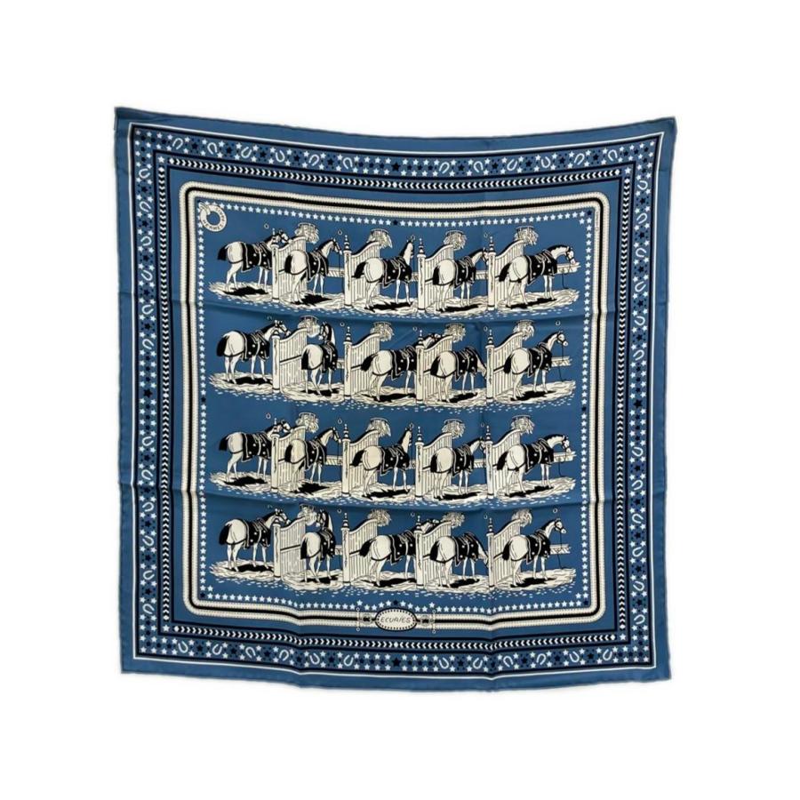 エルメス スカーフ カレ55 シルク100% 厩舎 ECURIES レディース