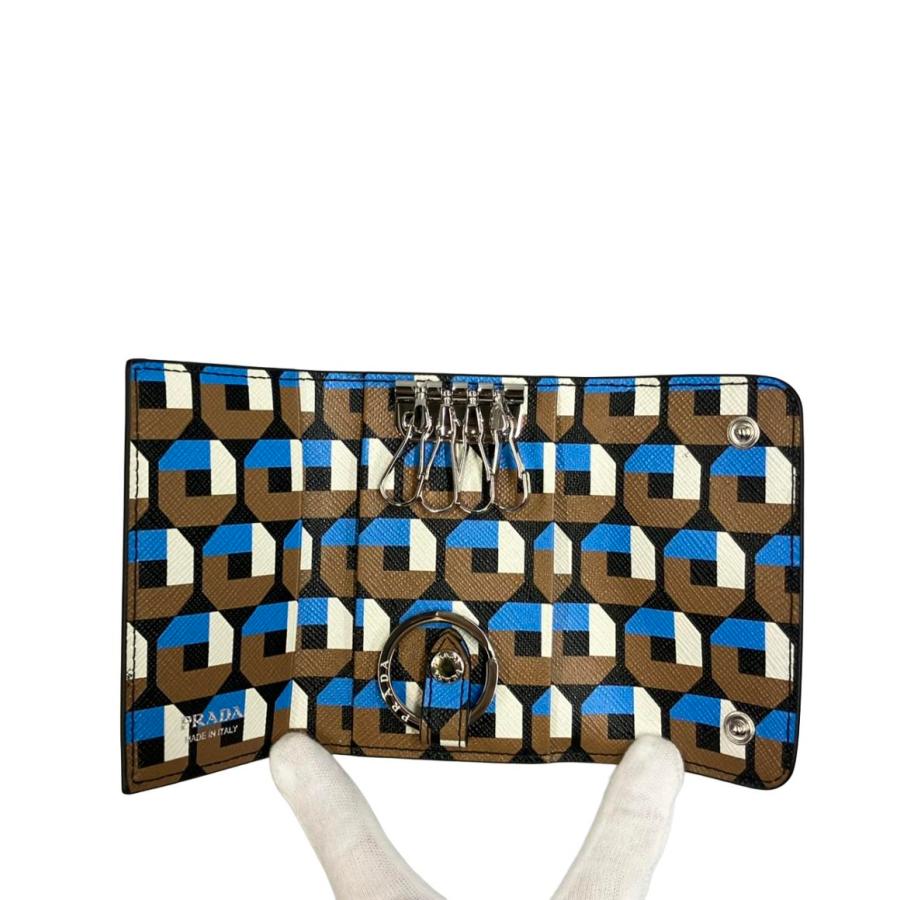 美品 プラダ 4連キーケース キーリング付き サフィアーノ 1PG004 メンズ レディース PRADA 美品 プラダ 4連キーケース キーリング付き サフィアーノ 1PG004