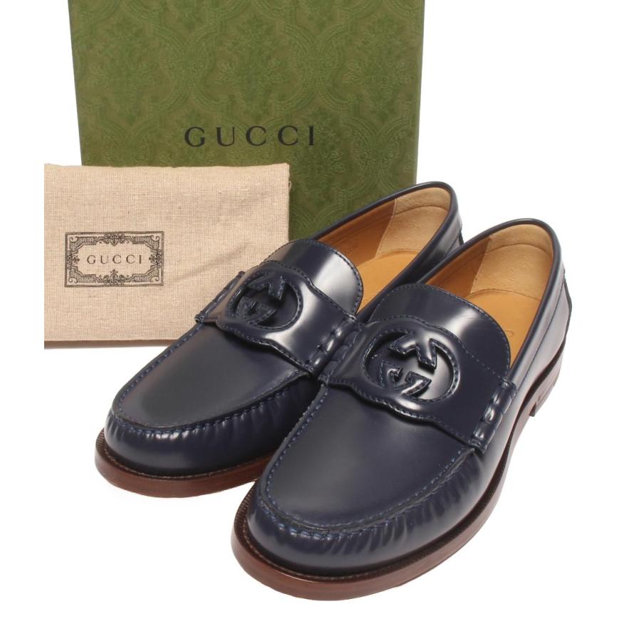 美品 グッチ ローファー インターロッキング 738470 メンズ SIZE 6 1/2