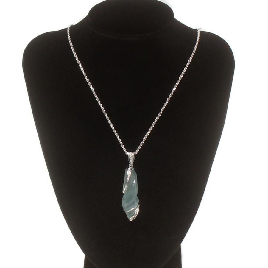 美品 ネックレス K18WG アクアマリン 34.17ct ダイヤ 0.19ct  
