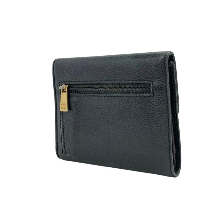 シャネル 三つ折り財布 ココマーク キャビアスキン レディース