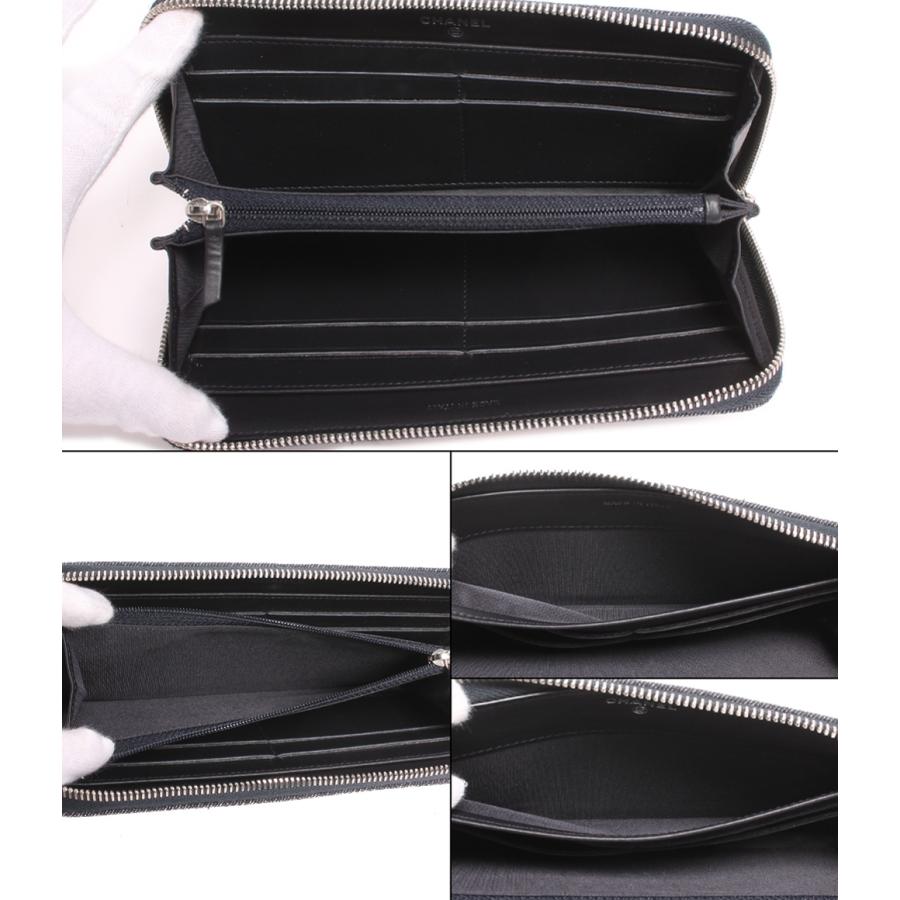 CHANEL シャネル デニム ラウンドジップ ファスナー ロゴ ブラック CHANEL シャネル デニム ラウンドジップ ファスナー ロゴ ブラック
