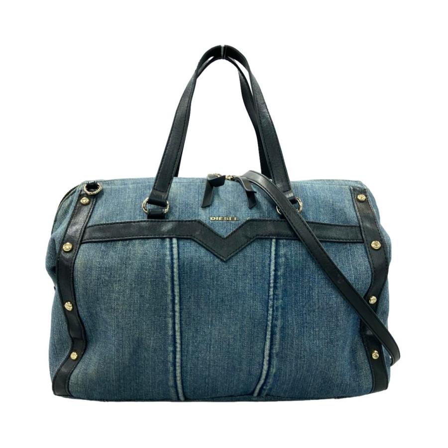 良品 DIESEL デニム 2way トートバッグ ショルダー ロゴ 斜め掛け ディーゼル 2way デニムトートバッグ ショルダーバッグ 斜め掛け