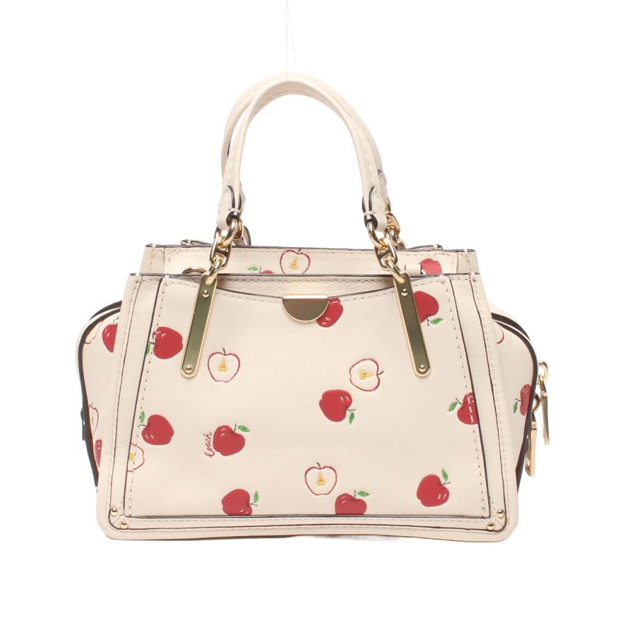美品 COACH ハンドバッグ 2way ショルダーバッグ 赤系 斜め掛け 花柄 コーチ 2WAYハンドバッグ ショルダーバッグ 斜め掛け アップル柄