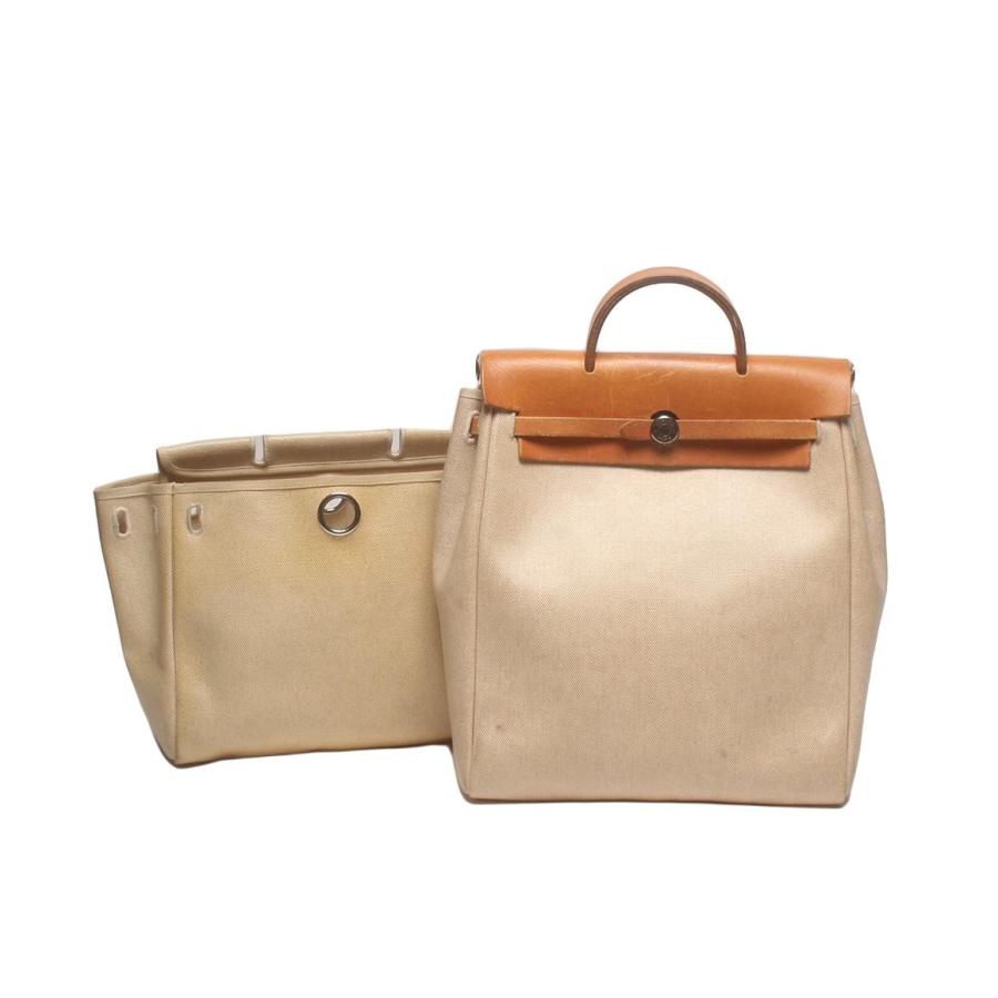 HERMES エールバッグ リュック C刻印 ベージュ シルバー金具 エルメス