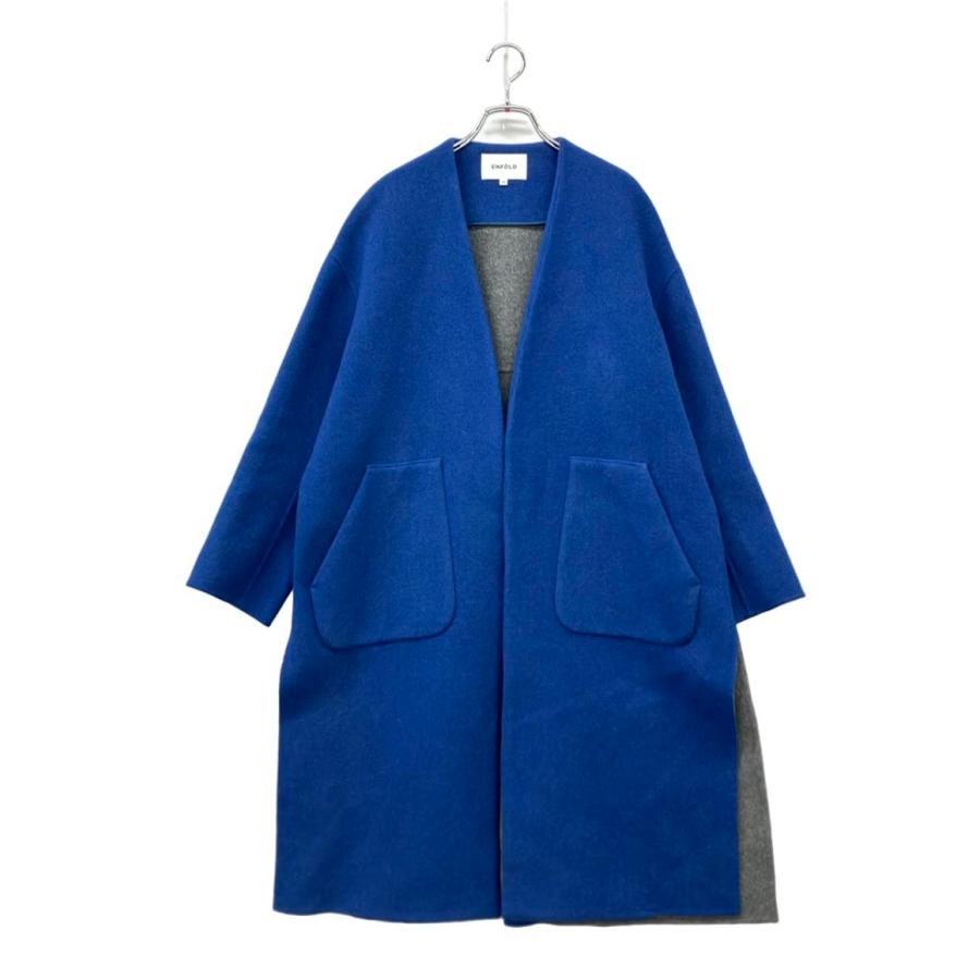 美品 エンフォルド ノーカラーウールコート 300CA330-1620 レディース