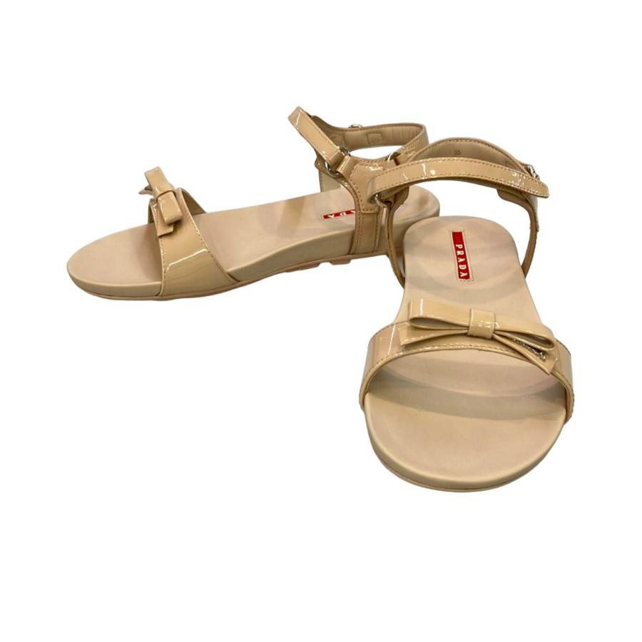 美品 プラダ ナッパレザーアンクルストラップサンダル CALZATURE BABY