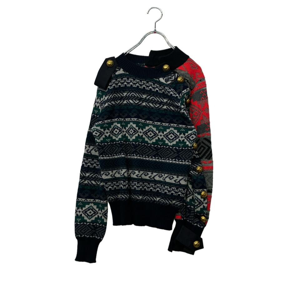 サカイ 長袖ニット 肩口サイドゴールドボタン 19年 19-04433 レディース SIZE 1 (S) Sacai Sacai 長袖ニット 肩口サイドゴールドボタン 19年 19-04433 レディース