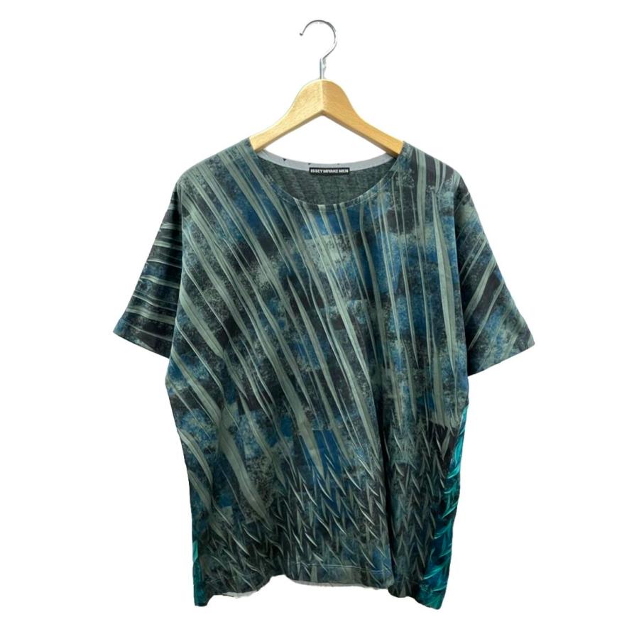 美品 イッセイミヤケ メン 柄プリント半袖Tシャツ メンズ SIZE F