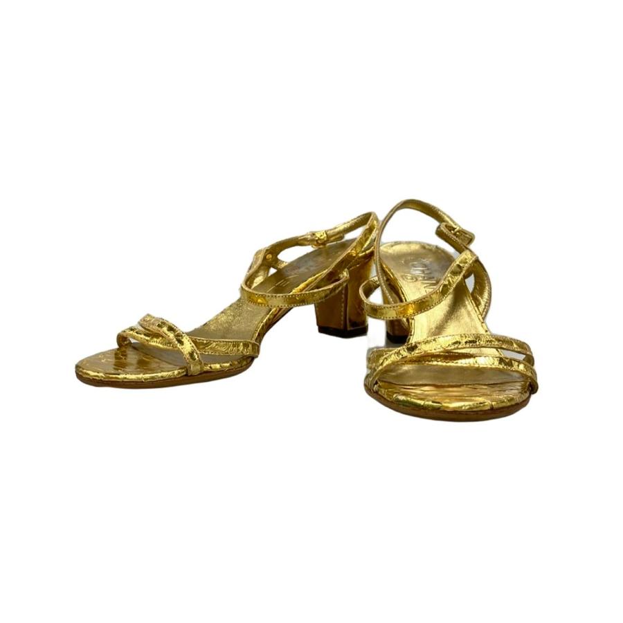 シャネル ストライプサンダル パイソン レディース SIZE 36 1/2