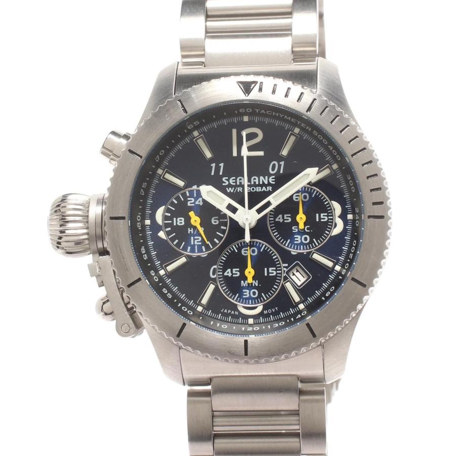 美品 シーレーン 腕時計 クオーツ ネイビー YM14 メンズ SEALANE 中古