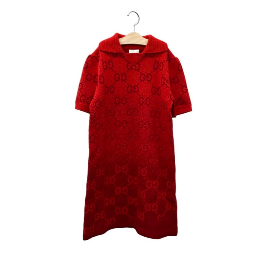 GUCCI半袖ニットワンピース 美品 グッチ 半袖ワンピース GGパターンニットワンピース タグ付き