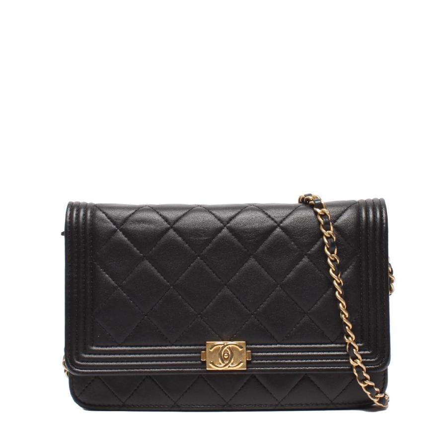美品 シャネル チェーンウォレット ショルダーバッグ 財布 ラムスキン