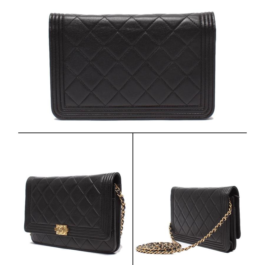 シャネル  A80287 ボーイシャネル ラムスキンチェーンウォレット レディース 美品 シャネル チェーンウォレット ショルダーバッグ 財布 ラムスキン
