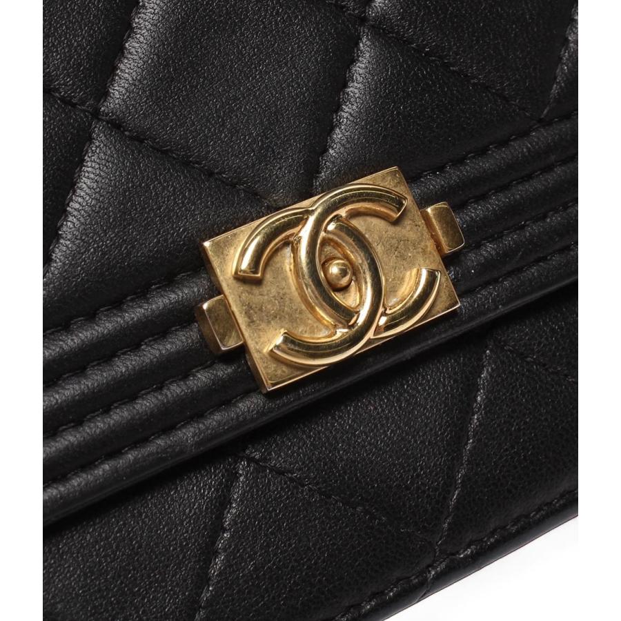 シャネル  A80287 ボーイシャネル ラムスキンチェーンウォレット レディース 美品 CHANEL チェーンウォレット ショルダーバッグ 財布 ラムスキン