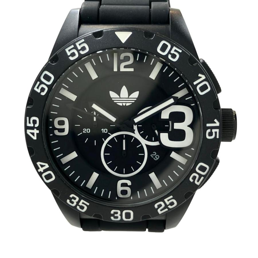 黒のスクエアフェイス時計 ラード　ディスター 中古品です。 アディダス 腕時計 クオーツ ブラック ADH2859 メンズ adidas 中古