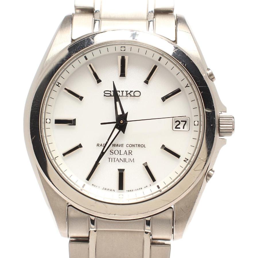 セイコー 腕時計 ソーラー ホワイト 7B52-0AK0 メンズ SEIKO 中古