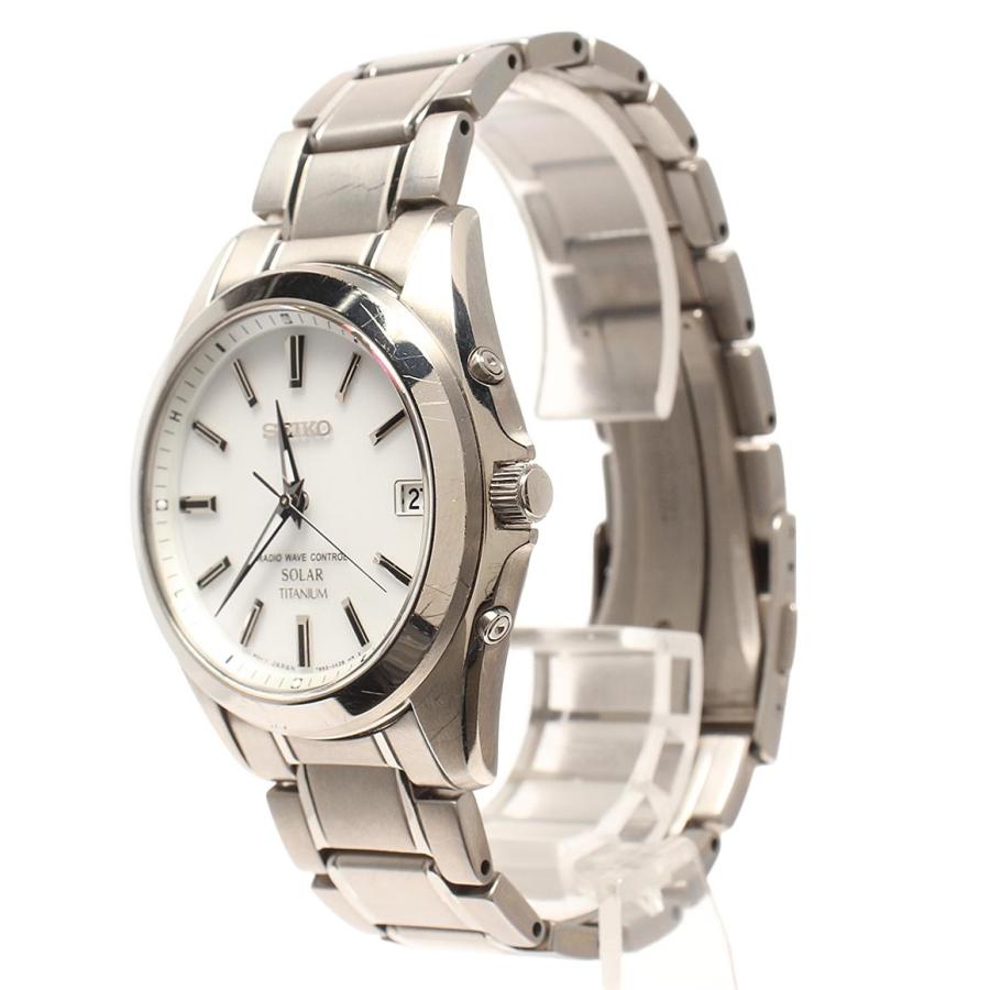 【稼働】SEIKO 7B52-0AK0 新品未使用 ソーラー 腕時計 デイト セイコー 腕時計 ソーラー ホワイト 7B52-0AK0 メンズ SEIKO 中古