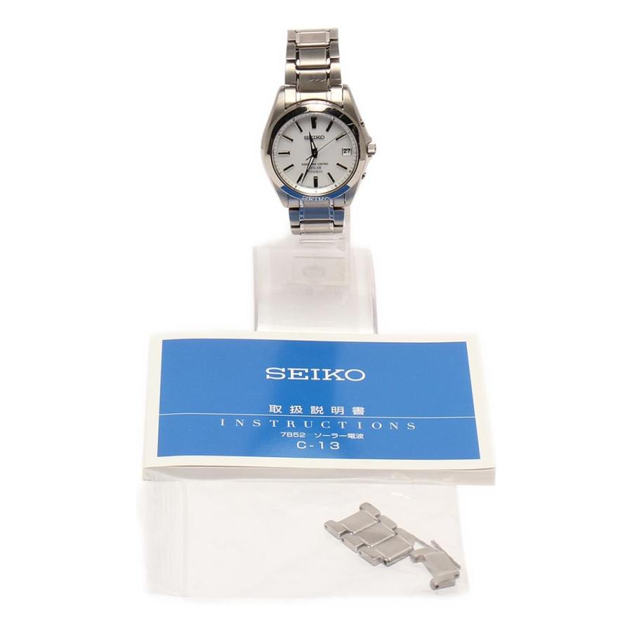 セイコー 腕時計 ソーラー ホワイト 7B52-0AK0 メンズ SEIKO 中古