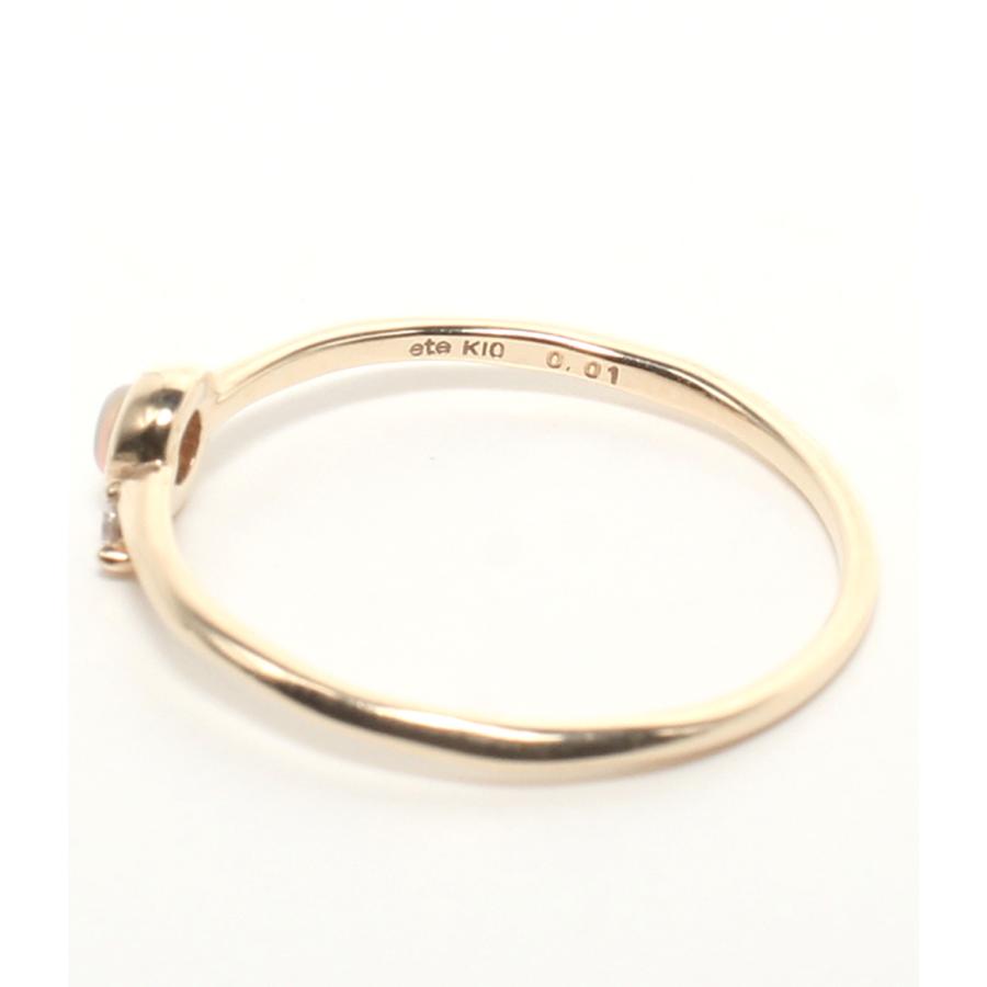 美品 エテ リング 指輪 K10 オパール ダイヤ 0.01ct レディース SIZE 