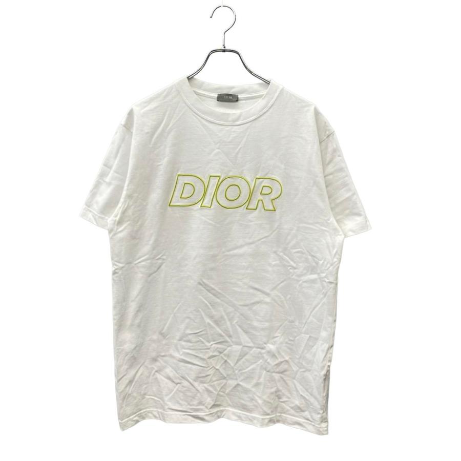 クリスチャンディオール 半袖Tシャツ ネオン ロゴ刺繍 オーバーサイズ