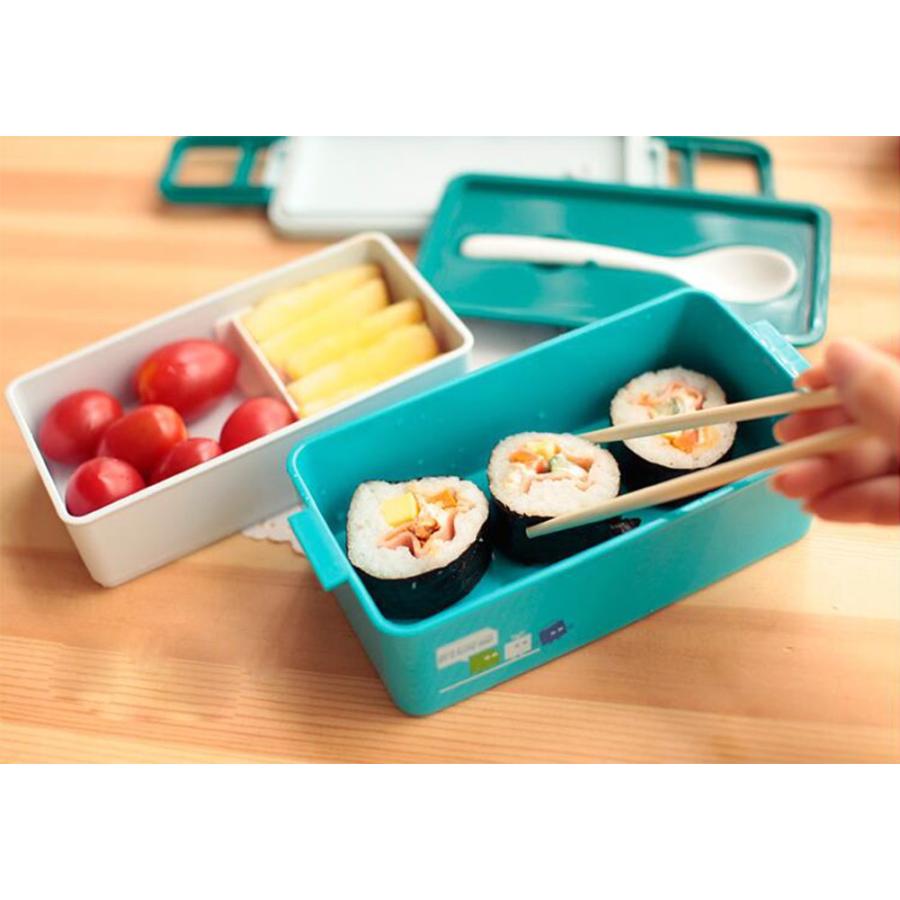 仕切付き お弁当箱二段 スプーン フォーク セット付き大容量プラスチック 汁漏れなしお弁当箱 電子レンジ ピクニック保存容器 Bento4 1storehome 通販 Yahoo ショッピング