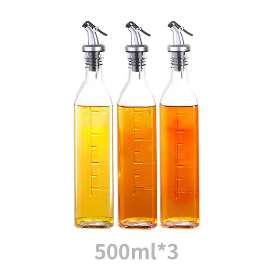 オイルボトル 目盛り オイルポット 調味料入れ 醤油ボトル 酢ボトル 油さし オイル差し ガラス素材 防塵 業務用 家庭キッチン 飲食店 500ml 3個 Wt Cook07 3 1storehome 通販 Yahoo ショッピング