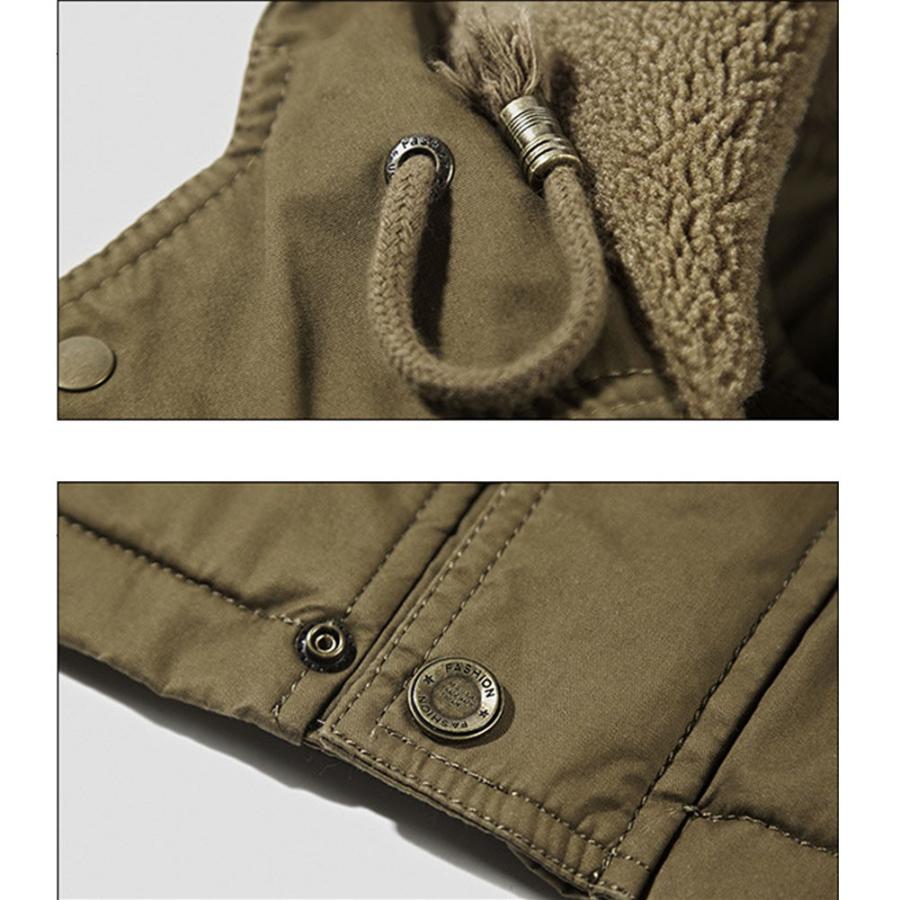 高品質な検査 メンズ アウター ミリタリージャケット フード付 コート アウター 春秋冬 防寒ウェア フリース コート
