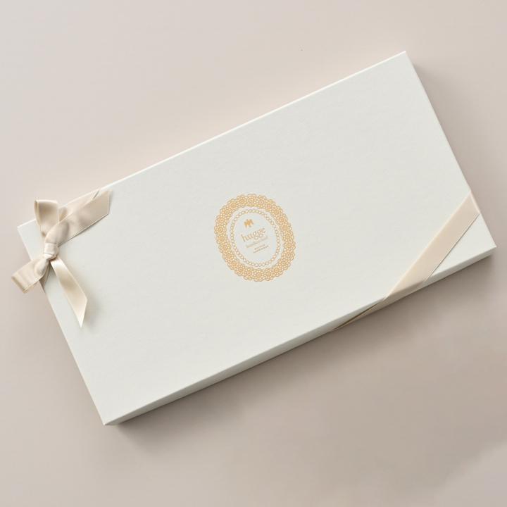 huggebridal リネンハンカチ 刺繍入り 2枚セット ギフト BOX入り 