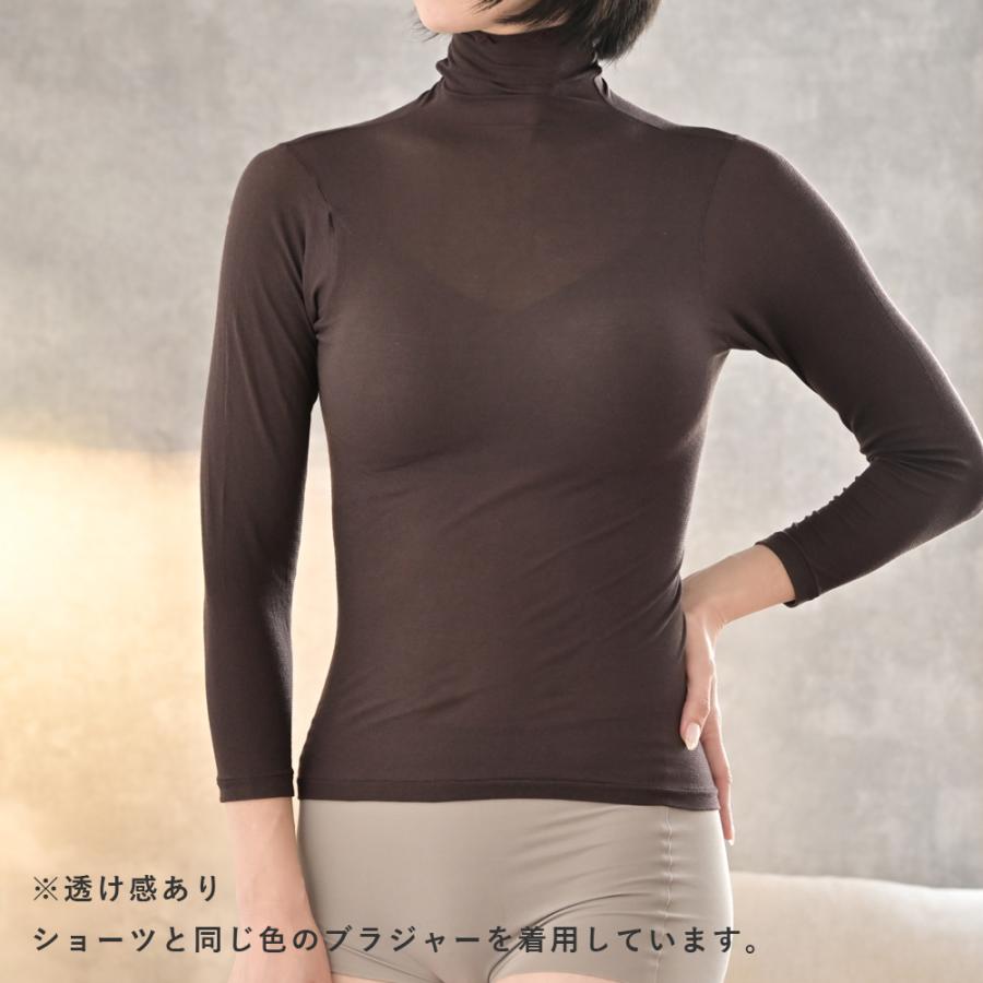 New肌色UVインナー　Fサイズ 日本製 綿混 薄手 ストッキング生地 インナー 8分丈 ハイネック UV