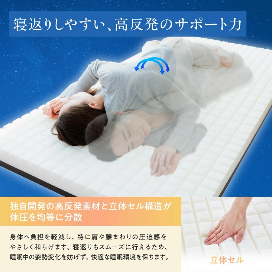 HUGMIN（ハグミン） マットレス 高反発 シングル 硬め 約97×195cm×厚さ