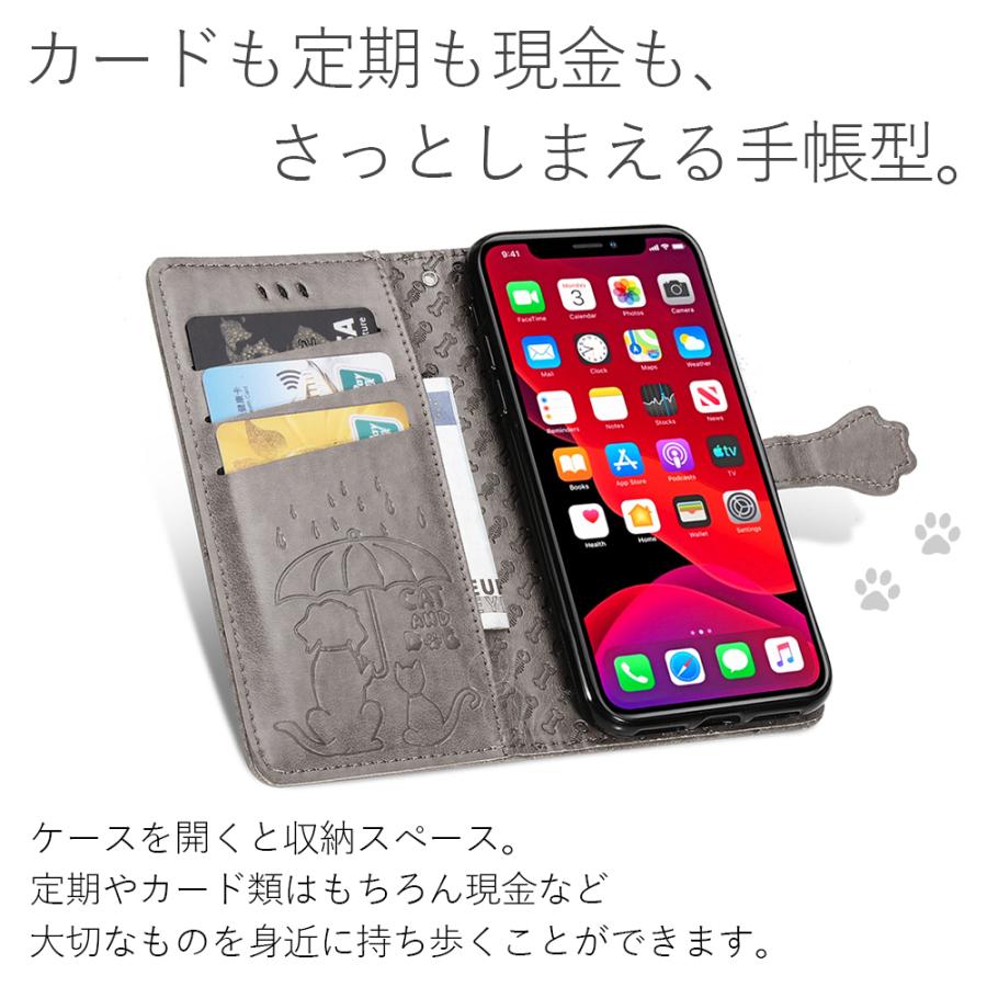 iPhone 13 pro/12 mini/12 Pro Max/11 Pro Max /XR/8 7 Plus/6 6s Plusケース 手帳型 動物柄 犬 猫 スマホスタンド ストラップ付き PUレザー カード収納 定期｜hugqqo-store｜12