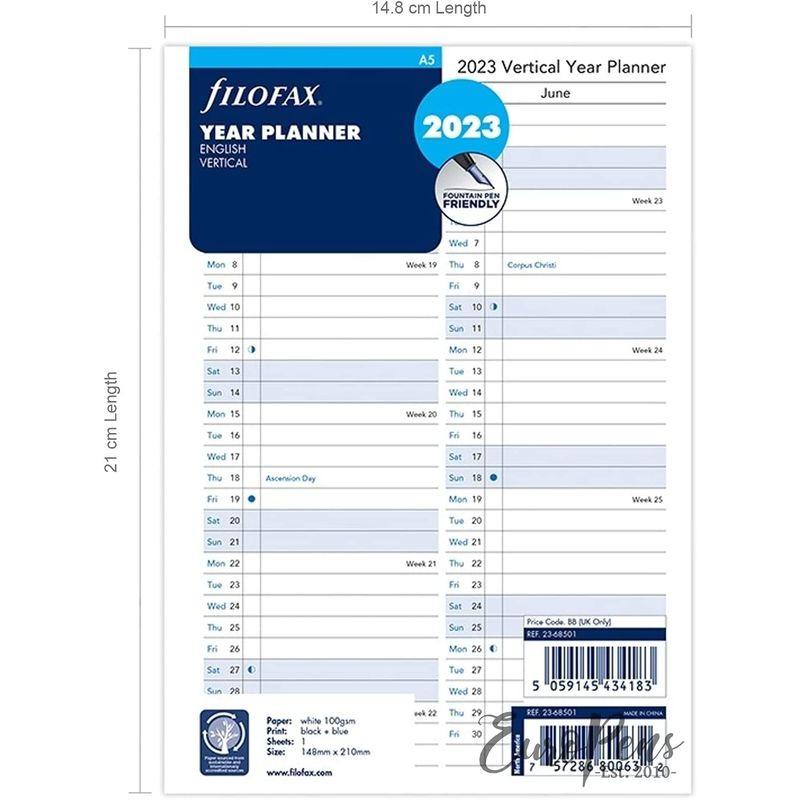 Filofax ファイロファックス システム手帳 リフィル 2023年 1月始まり A5 バーチカルイヤープランナー ホワイト 23-685|huhuhu|02