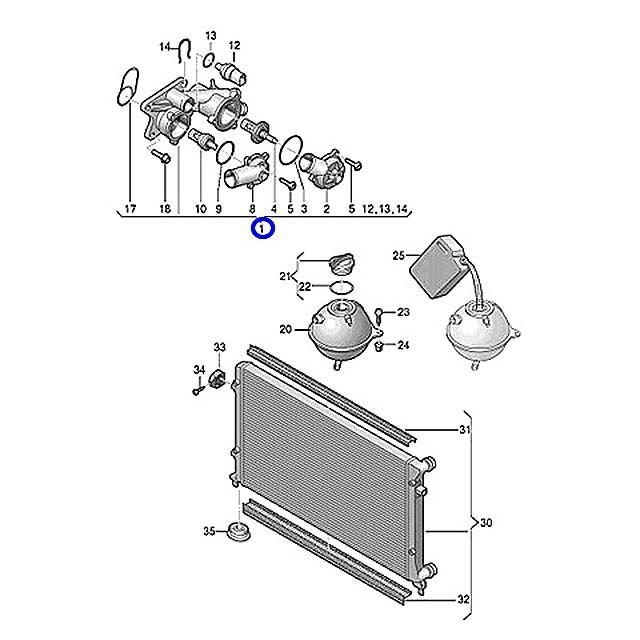 サーモスタット ASSY 80度開弁 フォルクスワーゲン トゥーラン 1TBMY 1TBLG 1TCTH 1TCTHW 1TCAV TOURAN | フォルクスワーゲン | 01
