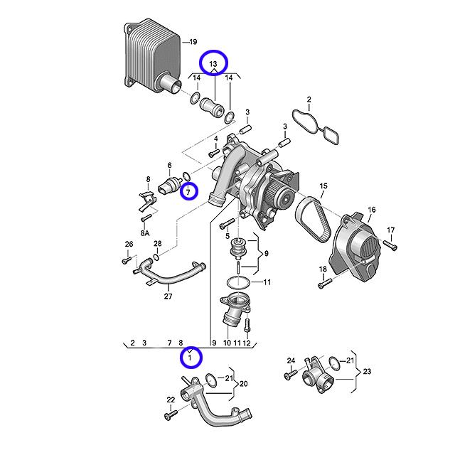 Audi（アウディ） ウォーターポンプ ASSY(サーモスタット ガスケット付