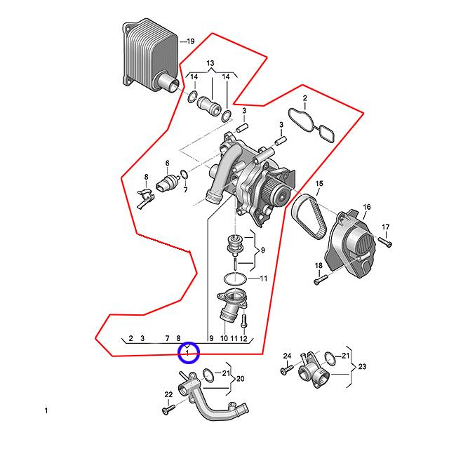 Audi（アウディ） アルミ対策品 ウォーターポンプ サーモスタット ASSY