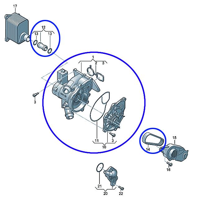 Audi（アウディ） ウォーターポンプ サーモスタット ベルト ユニオン