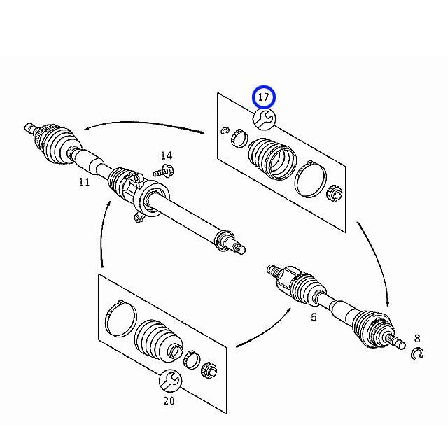 メル58163　3点セット Mercedes-Benz ドライブシャフト ブーツ フロント アウター 左右