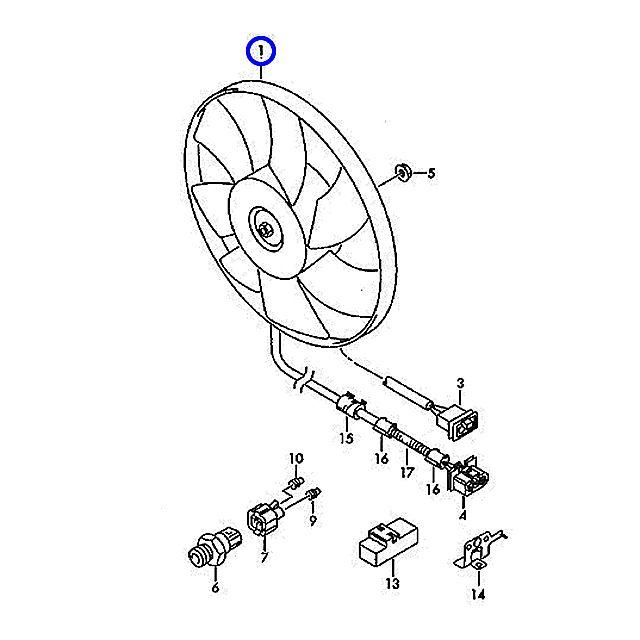 ラジエター　電動ファン　モーター　345mm　A3　8LAUQ　ティプトロニック装備車用　メインファン　アウディ　8LAGU