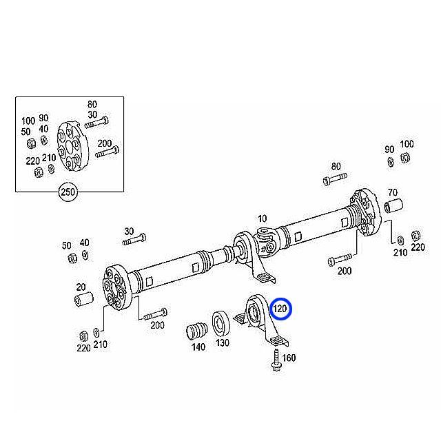 Mercedes-Benz プロペラシャフト センターベアリング サポート