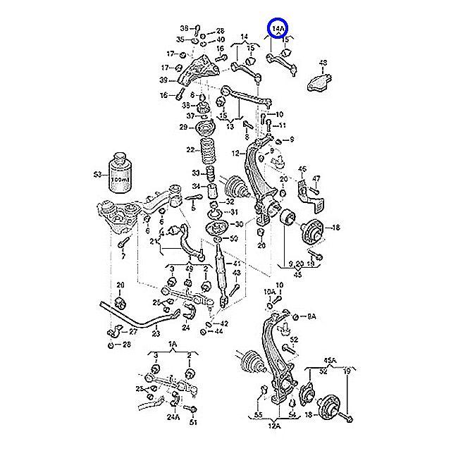 アッパーアーム フロント 右側 後 フォルクスワーゲン パサート 3BACKF 3BADR 3BAEB 3BAMX 3BAMXF 3BAPRF 3BAPT 3BAPU 3BAZM 3BAZX 3BBDNF PASSATの画像