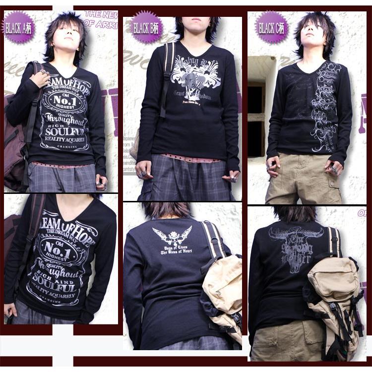 Tシャツ メンズ カットソー 黒 白 長袖Tシャツ お兄系 : ギフト専門