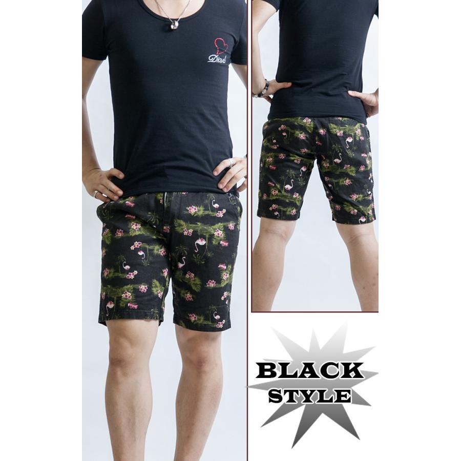 ショートパンツ メンズ 2カラー ハーフパーツ 黒 白 ガラパン