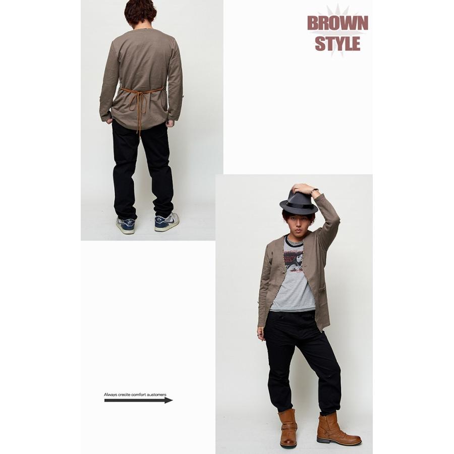 カーディガン メンズ カーデ カットソー ロング ロールアップ 黒 茶 ベージュ トップス Sa468 モッズコート メンズ バッグ服処旬 通販 Yahoo ショッピング