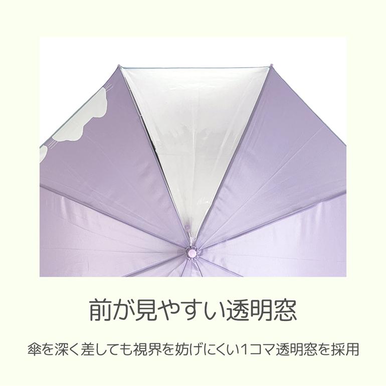 子供傘 1コマ 猫 プリント 透明窓付き 55cm ジャンプ 傘 長傘 雨傘